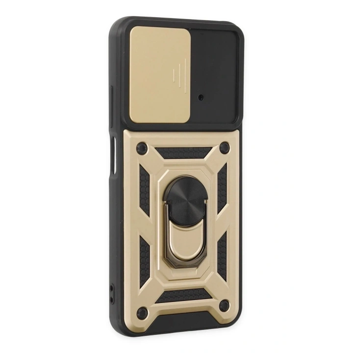 Mey İthalat®   Poco M4 Pro 4G Kılıf Pars Lens Yüzüklü Silikon - Gold