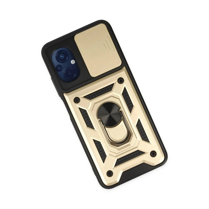 Mey İthalat®   Poco M5 Kılıf Pars Lens Yüzüklü Silikon - Gold