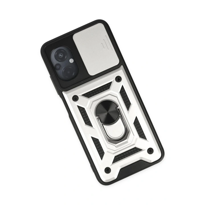 Mey İthalat®   Poco M5 Kılıf Pars Lens Yüzüklü Silikon - Gümüş