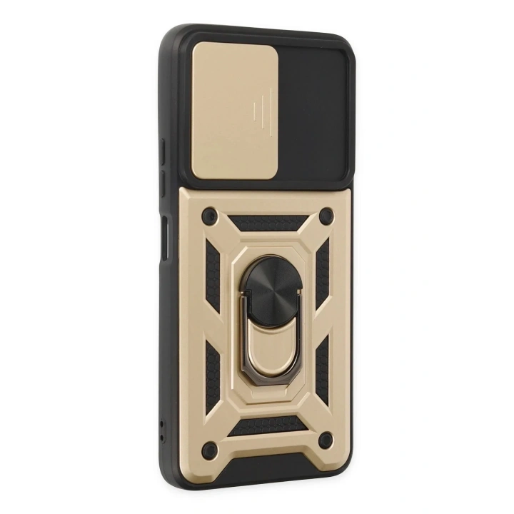 Mey İthalat®   Poco X3 GT Kılıf Pars Lens Yüzüklü Silikon - Gold