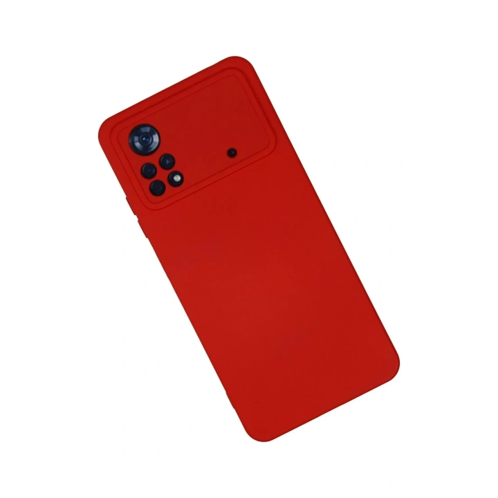 Mey İthalat®   Poco X4 Pro 5G Kılıf Nano içi Kadife Silikon - Kırmızı