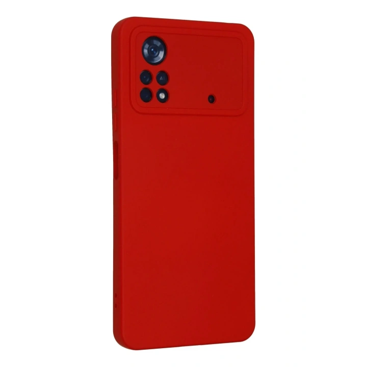 Mey İthalat®   Poco X4 Pro 5G Kılıf Nano içi Kadife Silikon - Kırmızı
