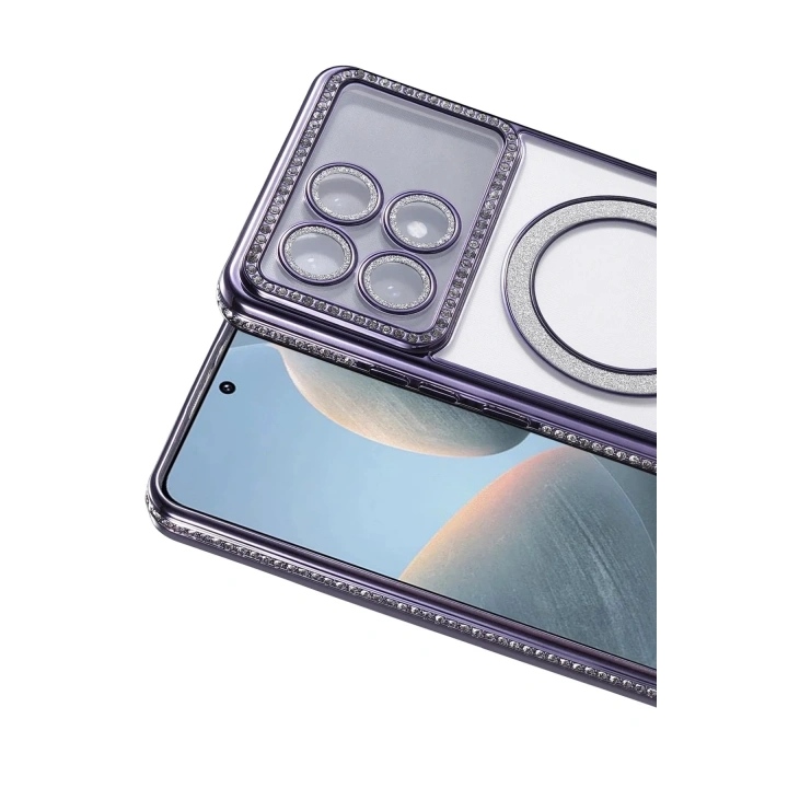 Mey İthalat®   Poco X6 Pro Joke Simli Magneticsafe Kılıf - Derin Mor