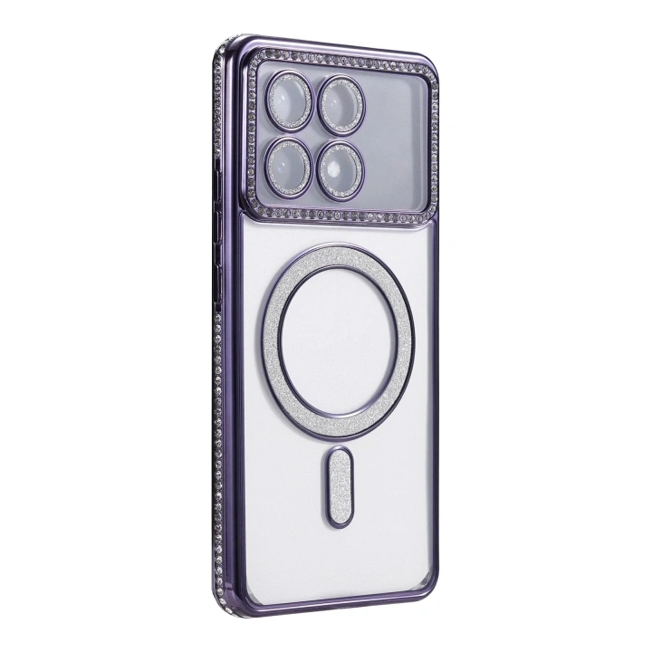 Mey İthalat®   Poco X6 Pro Joke Simli Magneticsafe Kılıf - Derin Mor