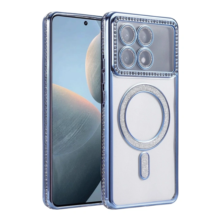 Mey İthalat®   Poco X6 Pro Joke Simli Magneticsafe Kılıf - Mavi