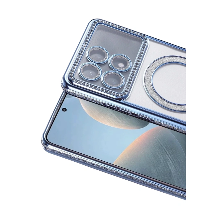 Mey İthalat®   Poco X6 Pro Joke Simli Magneticsafe Kılıf - Mavi