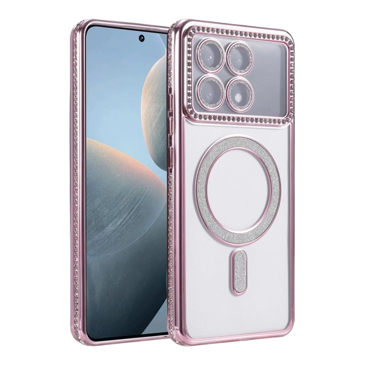 Mey İthalat®   Poco X6 Pro Joke Simli Magneticsafe Kılıf - Pembe