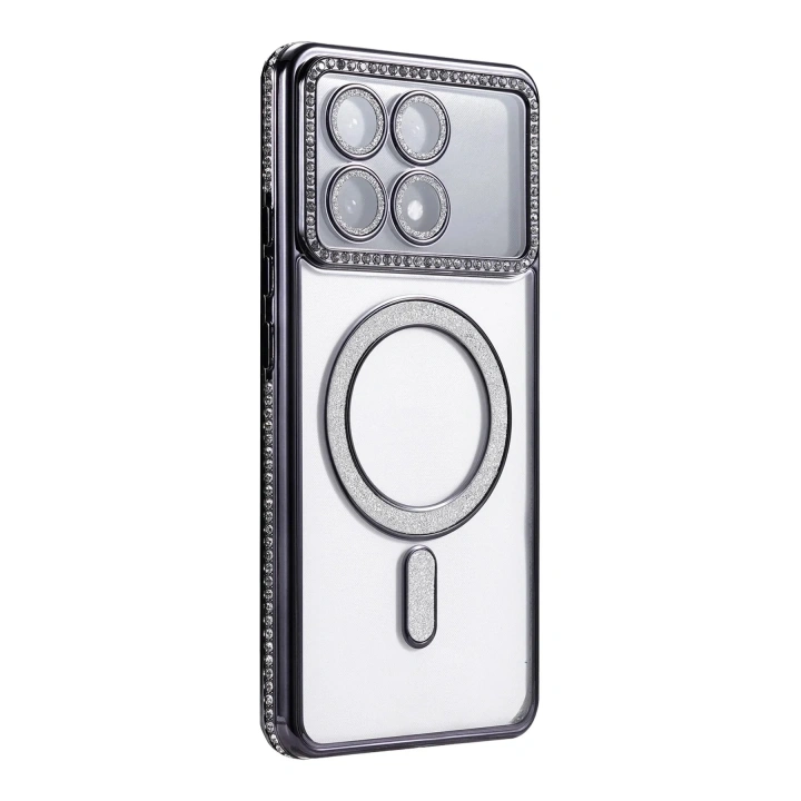 Mey İthalat®   Poco X6 Pro Joke Simli Magneticsafe Kılıf - Siyah