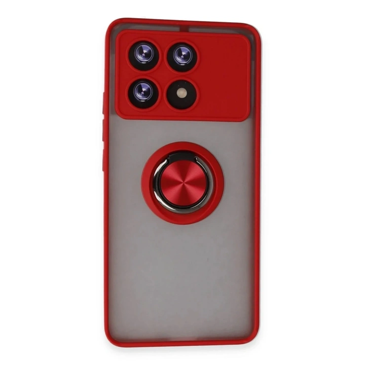 Mey İthalat®   Poco X6 Pro Kılıf Montreal Yüzüklü Silikon Kapak - Kırmızı