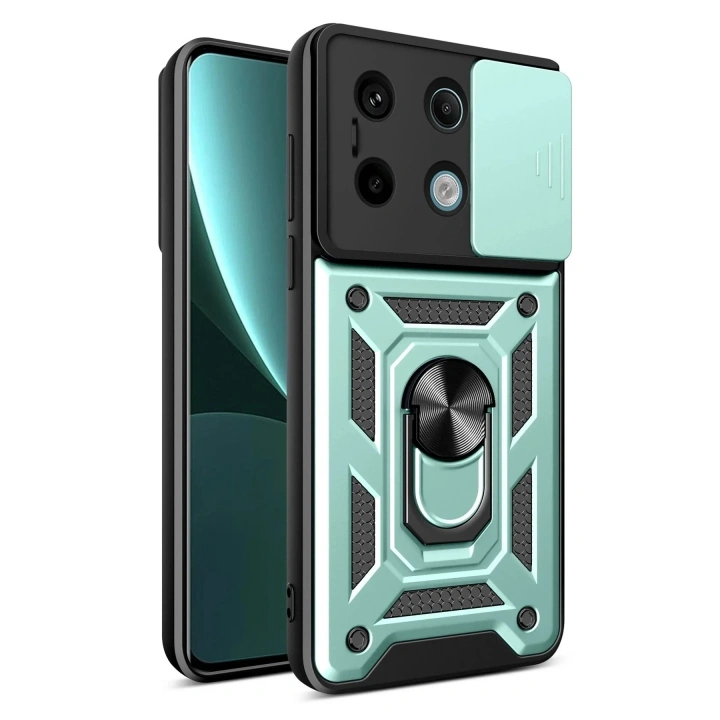 Mey İthalat®   Poco X6 Pro Kılıf Pars Lens Yüzüklü Silikon - Yeşil