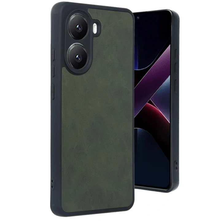 Mey İthalat®   Poco X7 Pro Kılıf Aras Deri Kapak - Koyu Yeşil
