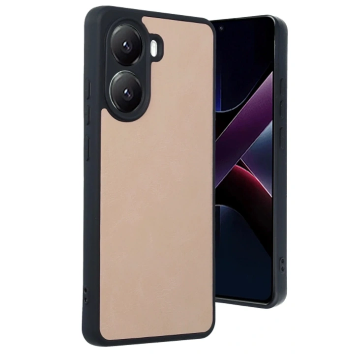 Mey İthalat®   Poco X7 Pro Kılıf Aras Deri Kapak - Pudra