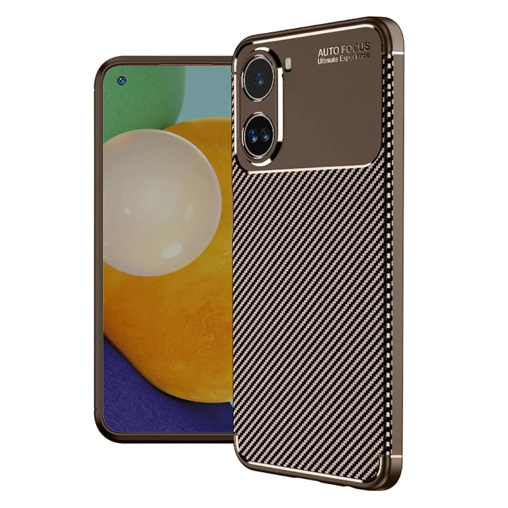 Mey İthalat®   Poco X7 Pro Kılıf Auto Focus Karbon Kapak - Kahverengi