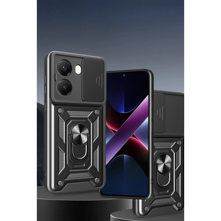 Mey İthalat®   Poco X7 Pro Kılıf Pars Lens Yüzüklü Silikon - Siyah