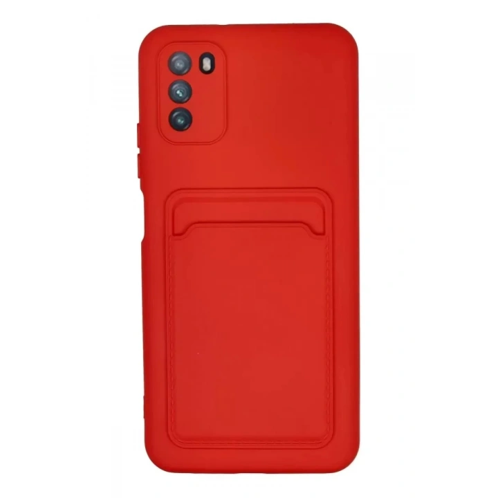 Mey İthalat®   Pocophone M3 Kılıf Kelvin Kartvizitli Silikon - Kırmızı