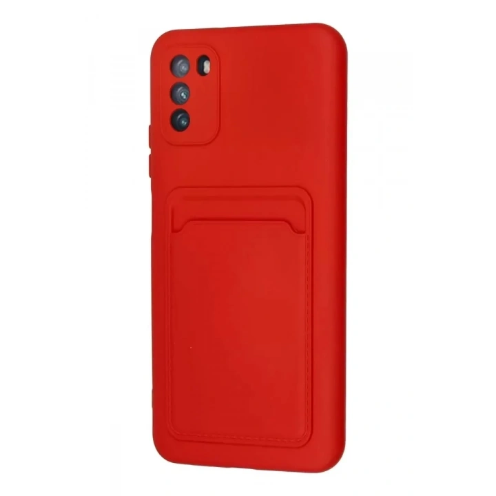Mey İthalat®   Pocophone M3 Kılıf Kelvin Kartvizitli Silikon - Kırmızı
