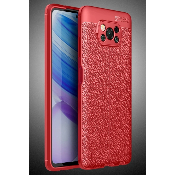 Mey İthalat®   Pocophone X3 Kılıf Auto Focus Kapak - Kırmızı