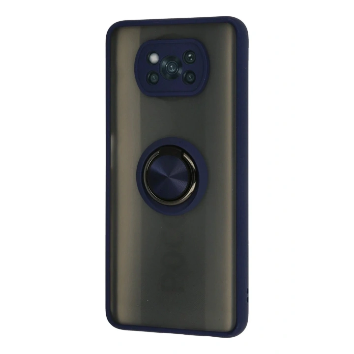 Mey İthalat®   Pocophone X3 Kılıf Montreal Yüzüklü Silikon Kapak - Lacivert