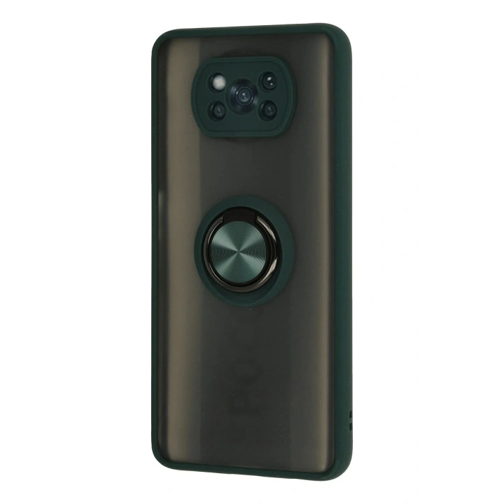 Mey İthalat®   Pocophone X3 Kılıf Montreal Yüzüklü Silikon Kapak - Yeşil