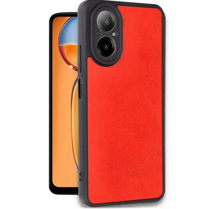 Mey İthalat®  Realme 12 Lite Kılıf Aras Deri Kapak - Kırmızı