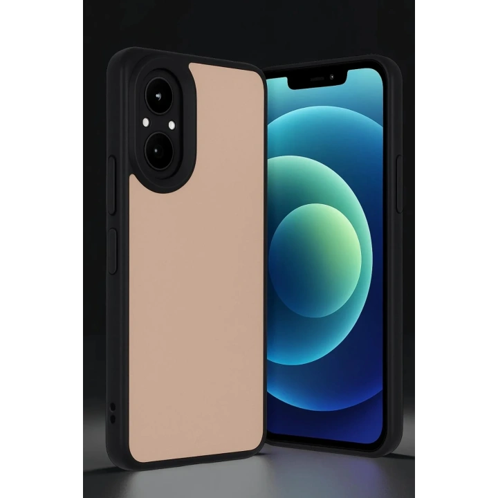 Mey İthalat®  Realme 12 Lite Kılıf Aras Deri Kapak - Pudra