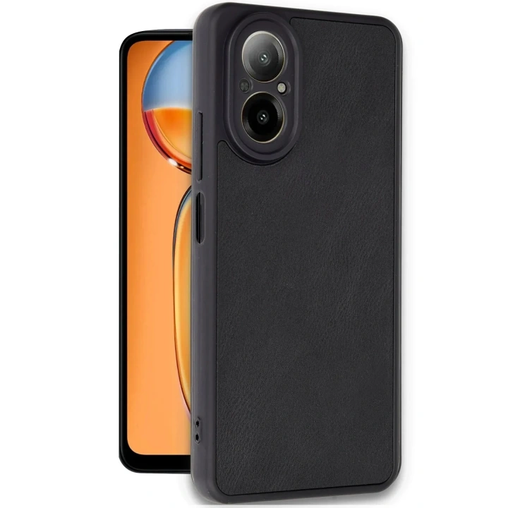 Mey İthalat®  Realme 12 Lite Kılıf Aras Deri Kapak - Siyah