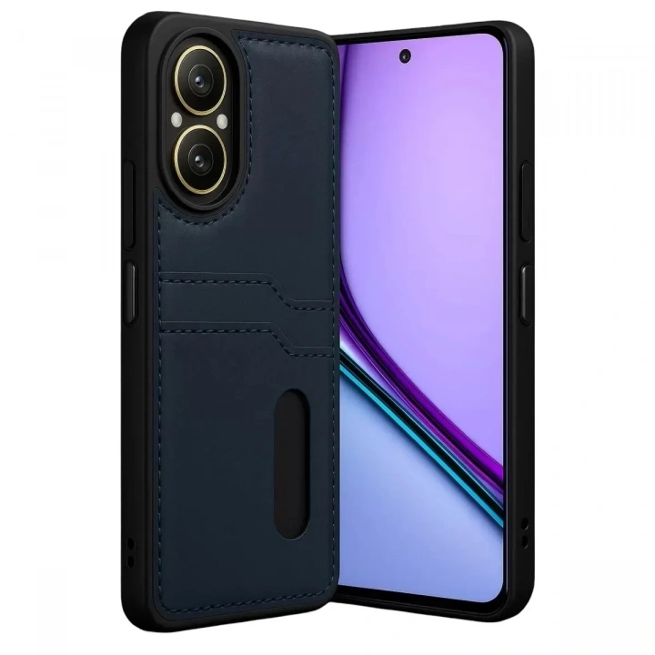 Mey İthalat®  Realme 12 Lite Kılıf Sara Kartvizitli Deri Kılıf - Lacivert