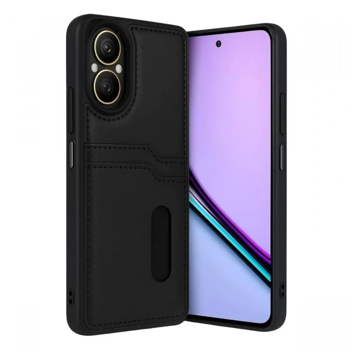 Mey İthalat®  Realme 12 Lite Kılıf Sara Kartvizitli Deri Kılıf - Siyah
