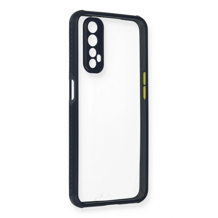 Mey İthalat®  Realme 7 Kılıf Miami Şeffaf Silikon - Lacivert