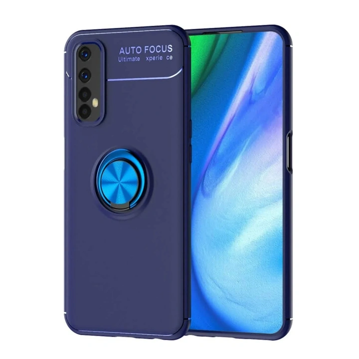 Mey İthalat®  Realme 7 Kılıf Range Yüzüklü Silikon - Mavi