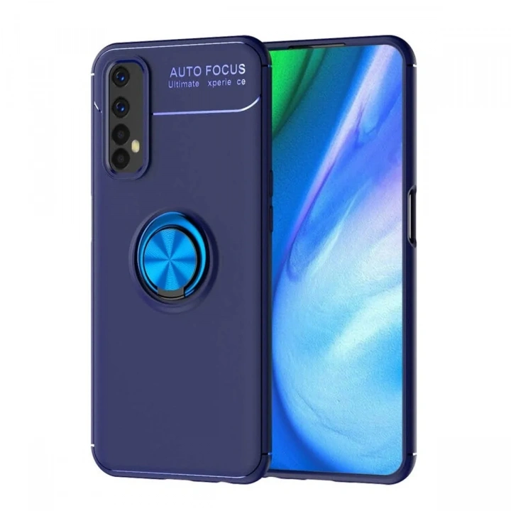 Mey İthalat®  Realme 7 Kılıf Range Yüzüklü Silikon - Mavi