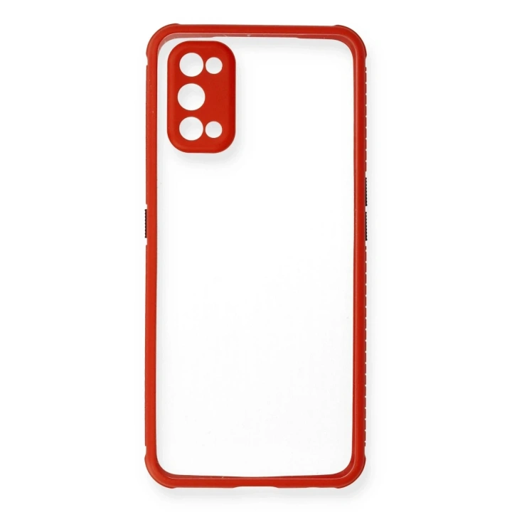 Mey İthalat®  Realme 7 Pro Kılıf Miami Şeffaf Silikon - Kırmızı