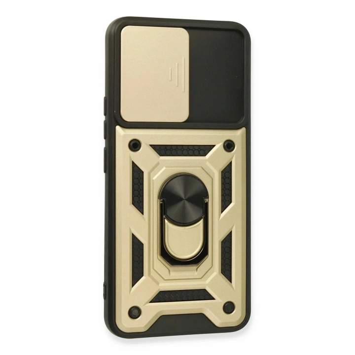 Mey İthalat®  Realme 8 Kılıf Pars Lens Yüzüklü Silikon - Gold