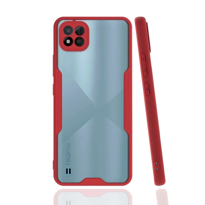 Mey İthalat®  Realme C11 2021 Kılıf Platin Silikon - Kırmızı
