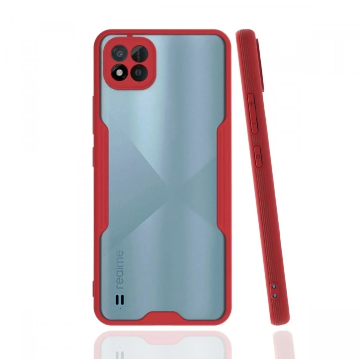 Mey İthalat®  Realme C11 2021 Kılıf Platin Silikon - Kırmızı