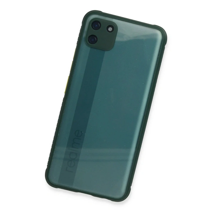 Mey İthalat®  Realme C11 Kılıf Miami Şeffaf Silikon - Koyu Yeşil