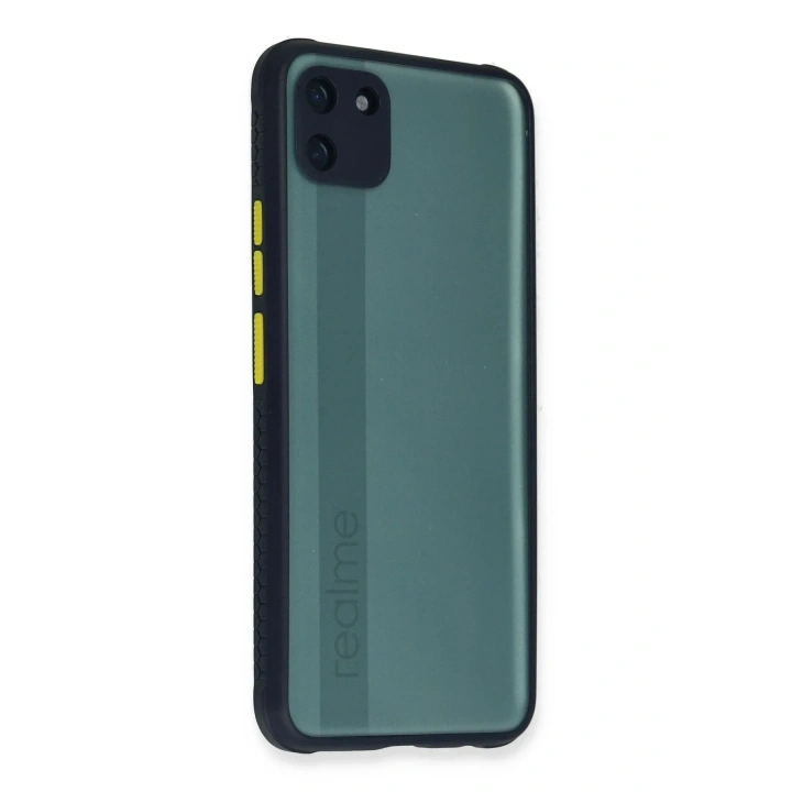 Mey İthalat®  Realme C11 Kılıf Miami Şeffaf Silikon - Lacivert