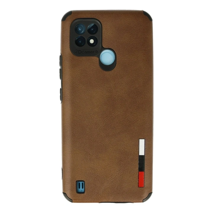 Mey İthalat®  Realme C21 Kılıf Loop Deri Silikon - Kahverengi