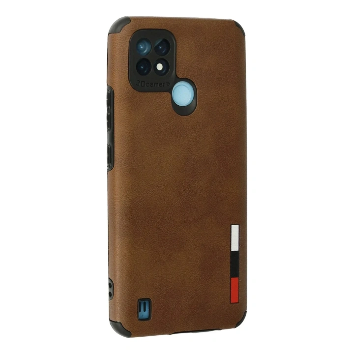 Mey İthalat®  Realme C21 Kılıf Loop Deri Silikon - Kahverengi