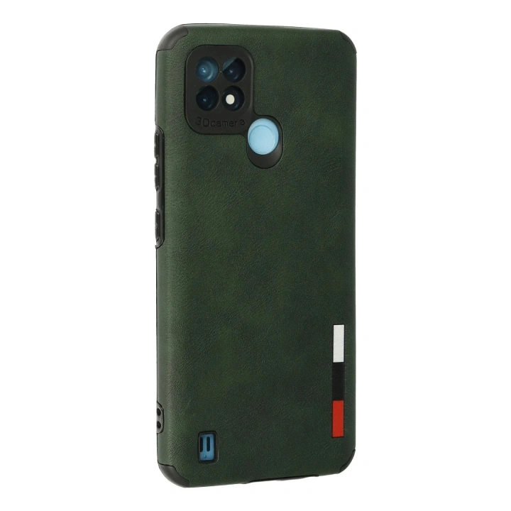 Mey İthalat®  Realme C21 Kılıf Loop Deri Silikon - Yeşil