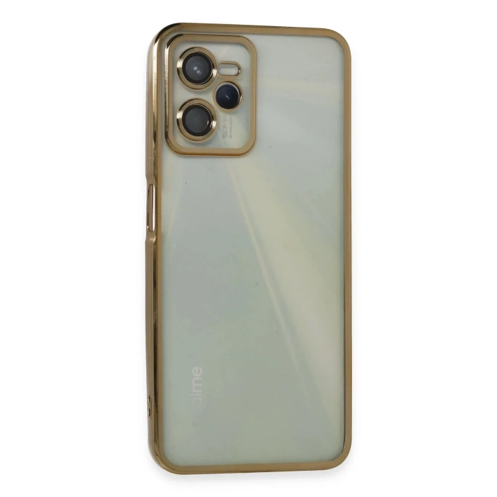 Mey İthalat®  Realme C35 Kılıf  Lensli Silikon - Gold