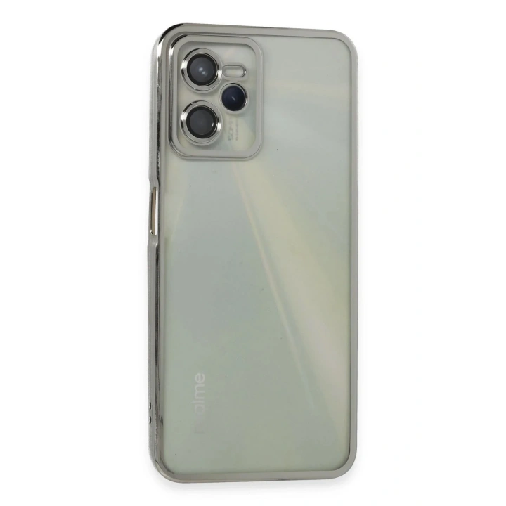 Mey İthalat®  Realme C35 Kılıf  Lensli Silikon - Gümüş