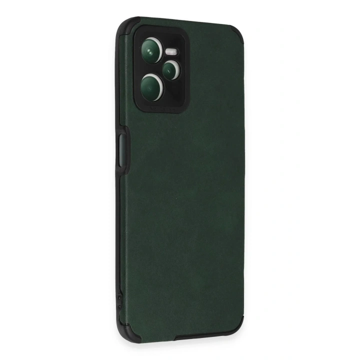 Mey İthalat®  Realme C35 Kılıf Loop Deri Silikon - Yeşil
