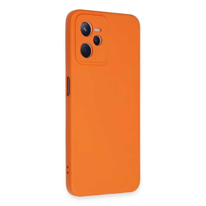 Mey İthalat®  Realme C35 Kılıf Nano içi Kadife Silikon - Turuncu