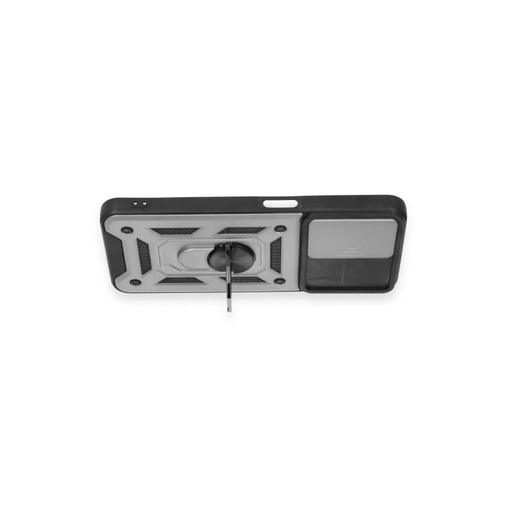 Mey İthalat®  Realme C35 Kılıf Pars Lens Yüzüklü Silikon - Gümüş