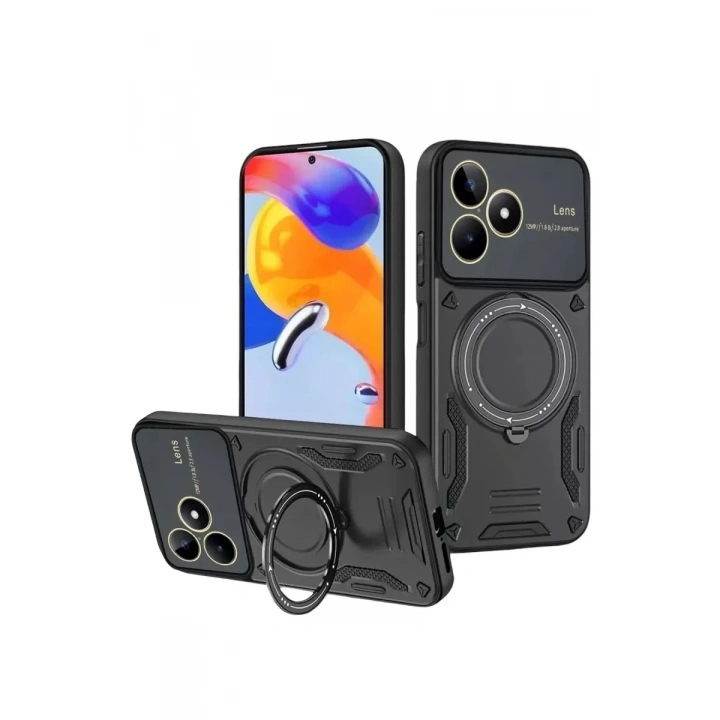 Mey İthalat®  Realme C53 Kılıf Joy Lens Standlı Kapak - Siyah