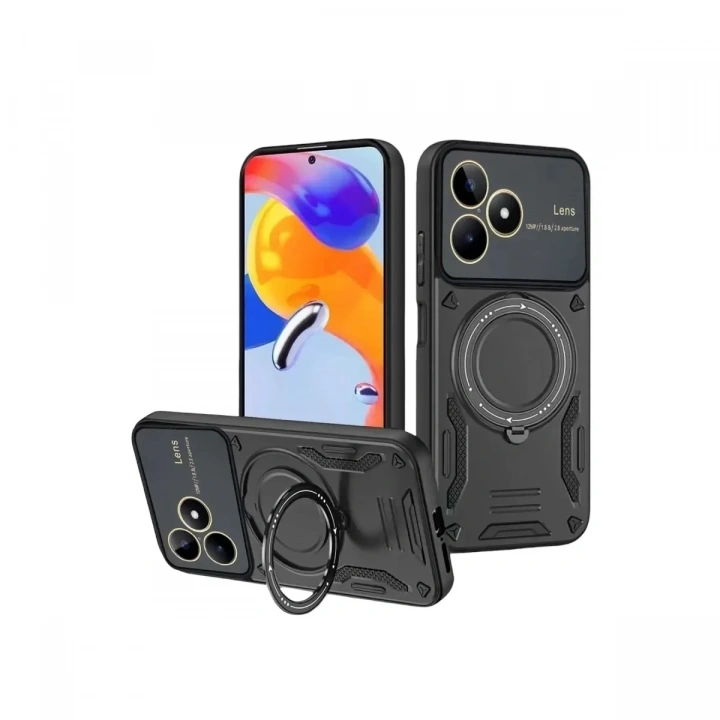 Mey İthalat®  Realme C53 Kılıf Joy Lens Standlı Kapak - Siyah