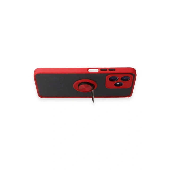 Mey İthalat®  Realme C53 Kılıf Montreal Yüzüklü Silikon Kapak - Kırmızı