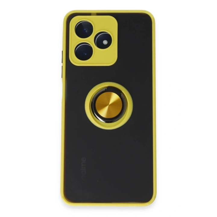 Mey İthalat®  Realme C53 Kılıf Montreal Yüzüklü Silikon Kapak - Sarı