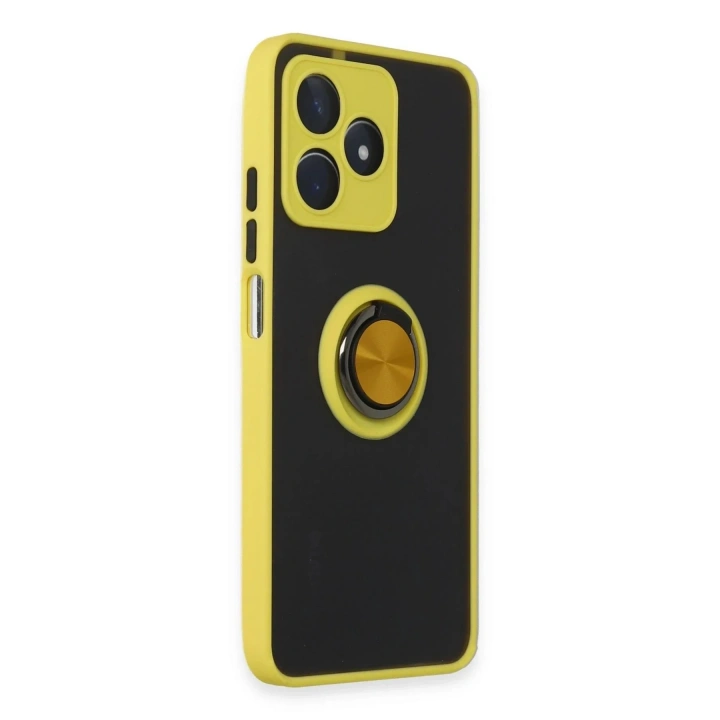 Mey İthalat®  Realme C53 Kılıf Montreal Yüzüklü Silikon Kapak - Sarı